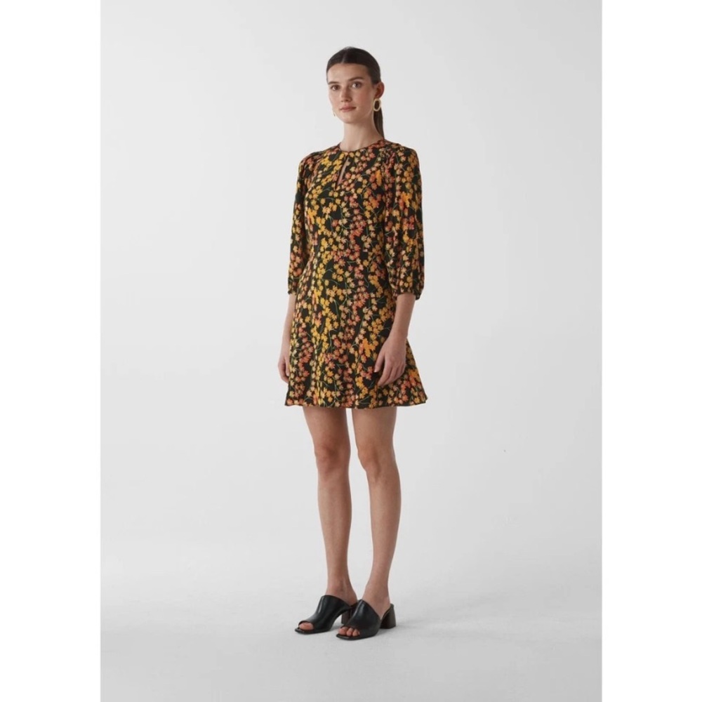 Whistles Daisy Ester‎ Floral Dress size 6 Keyhole Neckline Fit & Flare viscose